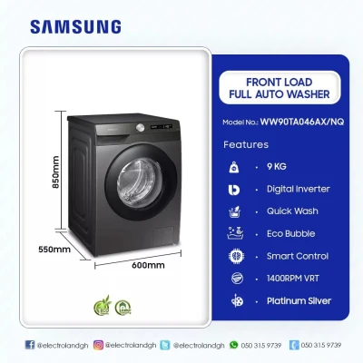 Machine à Laver Samsung 9 kg Front Load Gris WW90TA046AX/NQ – Image 5
