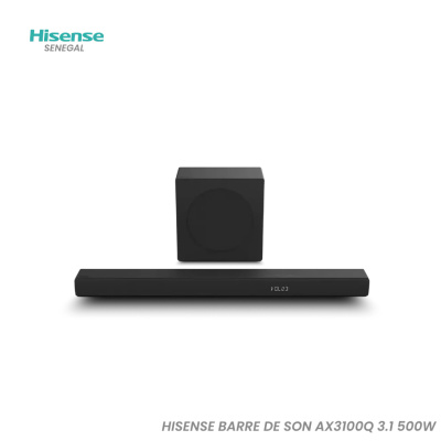 Barre de Son HISENSE AX3100Q 3.1 Canaux – 500W, Bluetooth, HDMI ARC, Caisson Sans Fil