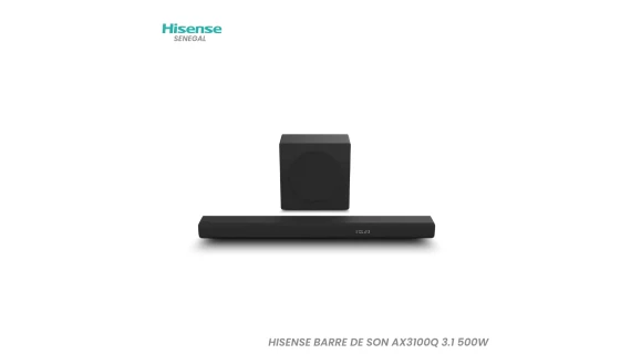 Barre de Son HISENSE AX3100Q 3.1 Canaux – 500W, Bluetooth, HDMI ARC, Caisson Sans Fil