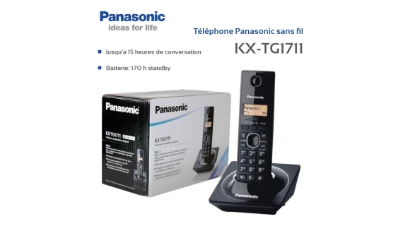 Téléphone Fixe Panasonic Sans Fil KX-TG1711 – Élégance, Clarté et Confort d’Utilisation