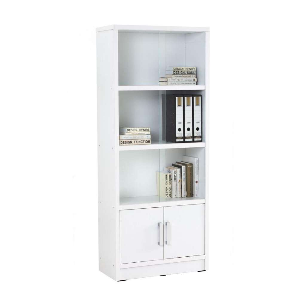 Classeur HAVIR avec porte en verre, couleur blanche, dimensions 77x35x177 cm