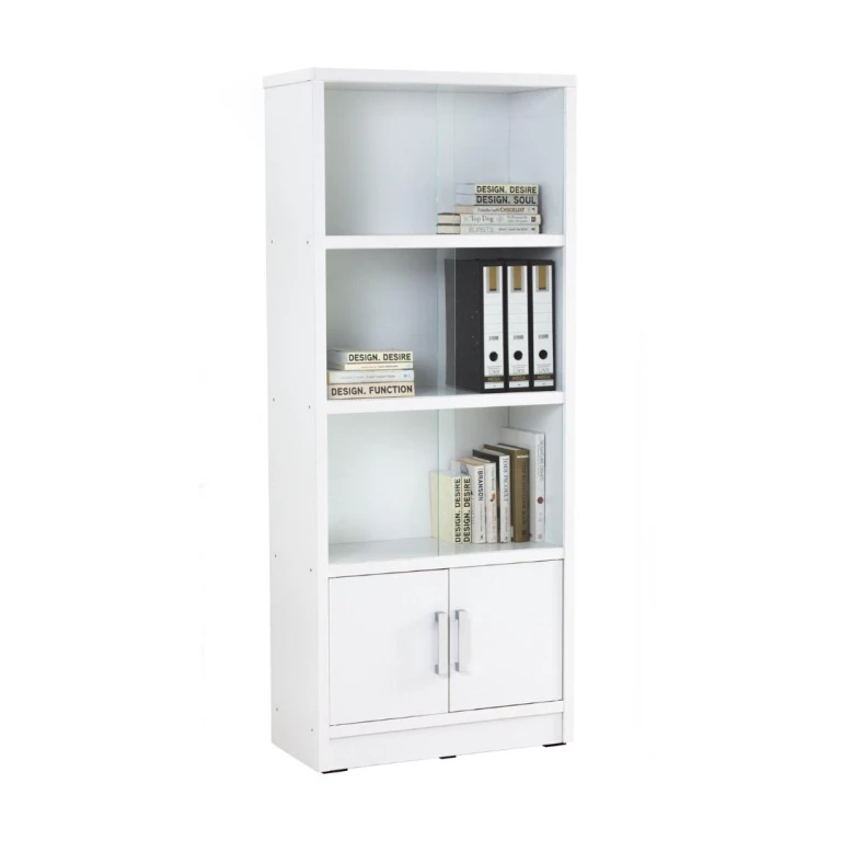 Classeur HAVIR avec porte en verre, couleur blanche, dimensions 77x35x177 cm