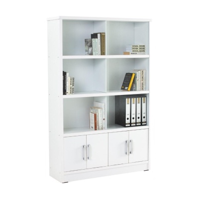 HAVIR Armoire à Dossiers 6 Compartiments avec Porte Vitrée – Blanc – 118x35x177 cm