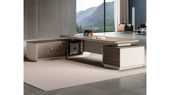 TABLE DE BUREAU KT2424-18 – Marron & Beige – Longueur 1,8m – Image 4