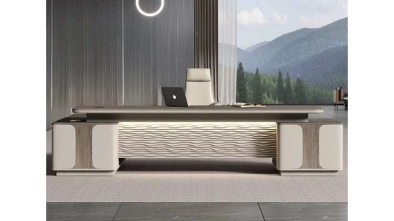 TABLE DE BUREAU KT2424-18 – Marron & Beige – Longueur 1,8m – Image 3