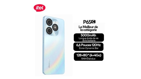 ITEL P65C  - 128 Go + 4 Go RAM Écran  6 pouces 5000mAh