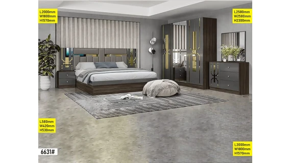 Chambre à Coucher 6631# – Élégance et Modernité en Gris