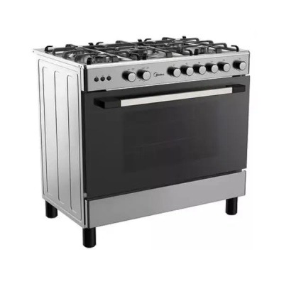 Cuisinière Midea 5 Feux 90x60 Inox – Four et Grill à Gaz – 90LMG5G0281