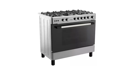 Cuisinière Midea 5 Feux 90x60 Inox – Four et Grill à Gaz – 90LMG5G0281