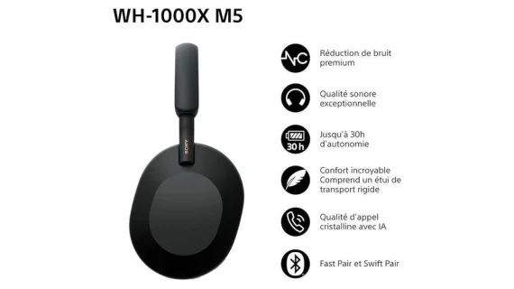 Sony WH-1000XM5 – Casque Bluetooth Premium à Réduction de Bruit