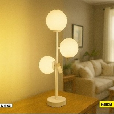 Abat-jour Lampe de Table Trio Sphères Verticales – Modèle MM106 (49 cm)