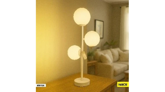 Abat-jour Lampe de Table Trio Sphères Verticales – Modèle MM106 (49 cm)