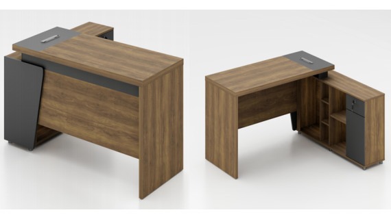 Bureau Exécutif Professionnel 1600×800 mm avec Retour – Plateau MFC 50 mm, Passe-Câbles | Modèle OZ-9112-16