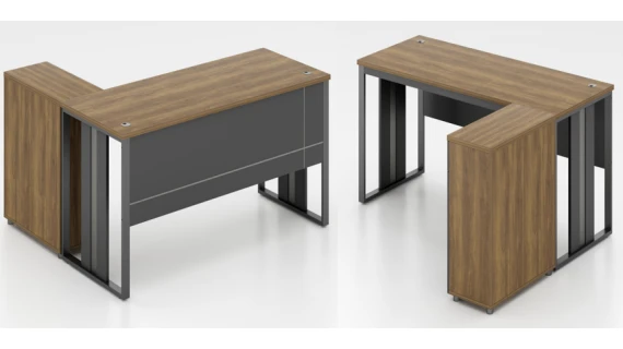 Bureau de Direction Exécutif OZ-9113-18 – 180×80 cm avec Retour Latéral, Plateau MFC 25 mm, Gestion de Câbles & Base Métallique