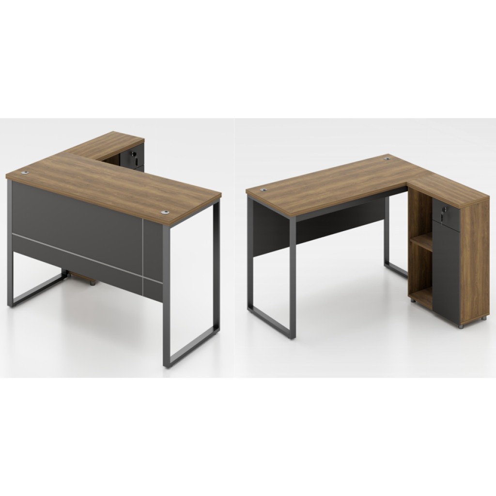 Bureau exécutif OZ-9114-18 en MFC 25 mm avec retour latéral et base métallique