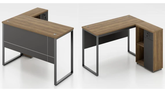 Bureau exécutif OZ-9114-18 en MFC 25 mm avec retour latéral et base métallique