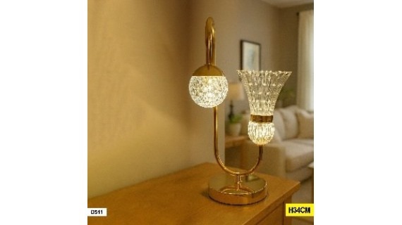 Abat-jour Lampe Flora Cristal Doré – Modèle D511 (34 cm)
