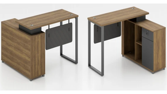 Bureau Exécutif de Direction OZ-9115-16 avec Retour – 1600×700 mm, Gestion de Câbles, Plateau MFC 25 mm