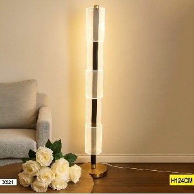 Lampadaire Cylindre Doré à Segments Lumineux – Modèle X521 (124 cm)