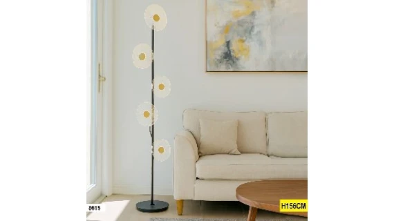 Lampadaire Colonne Cercles Lumineux Noir – Modèle 8615 (156 cm)