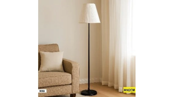 Lampe Plissée sur Pied Noir – Lampadaire 8088 (164 cm)