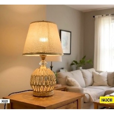 Abat-jour Lampe Tressée Verre & Tissu – Modèle X025 (43 cm)