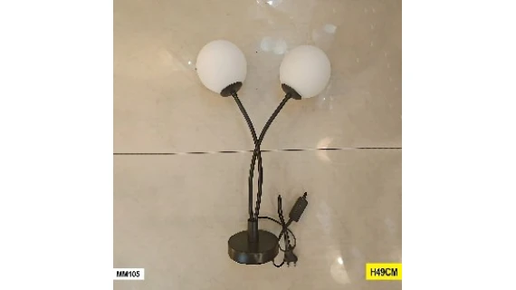 Abat-jour Lampe Courbée Double Globe Noir – Modèle MM105 (49 cm)
