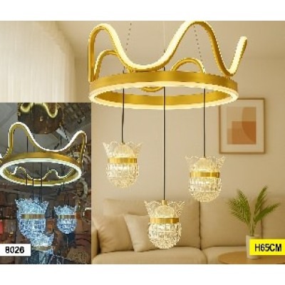 Lampe Plafonnier Couronnes & Globes Cristal – 65 cm | Modèle 8026