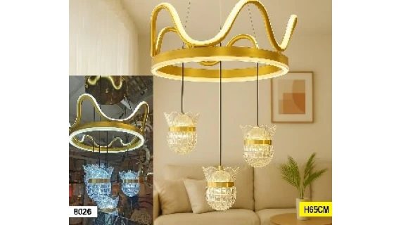 Lampe Plafonnier Couronnes & Globes Cristal – 65 cm | Modèle 8026