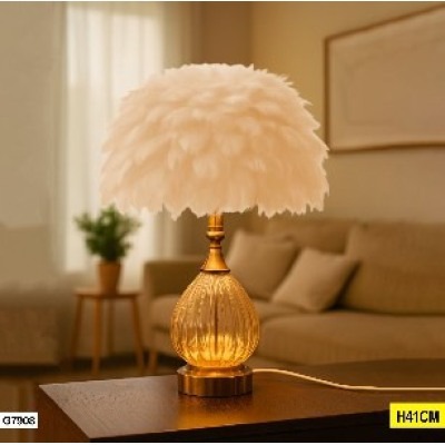 Abat-jour Lampe Plume Blanc – 41 cm | Modèle G7908
