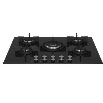 Plaque Encastrable ENDURO 5 Feux Gaz 90×60 cm en Verre Noir – Modèle PBL045