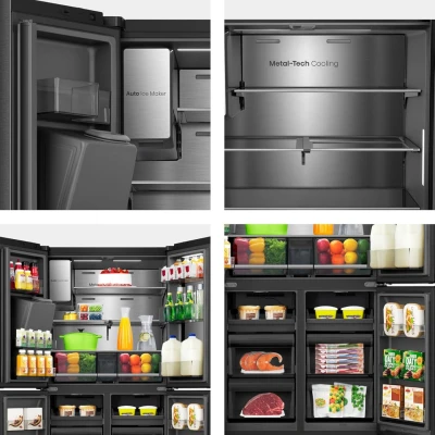 Réfrigérateur HISENSE Side by Side 4 Portes 617 L – Noir – Distributeur d’Eau & Glaçons, Wi-Fi – RQ9P600GTL – Image 2