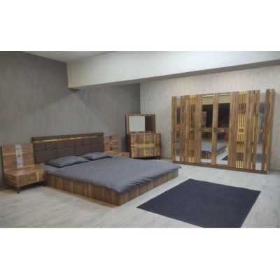 Chambre à coucher 6 battants – 5 pièces MILA Doré Crème (CAC0123219)