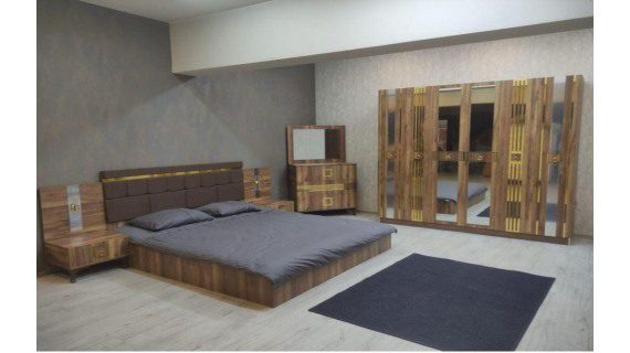 Chambre à coucher 6 battants – 5 pièces MILA Doré Crème (CAC0123219)