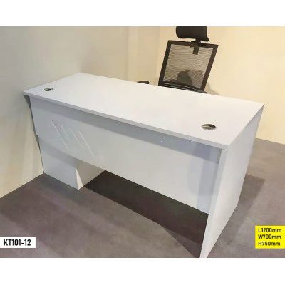 Table de Bureau Blanc Mat avec Passe-Câbles – Modèle KT101-12