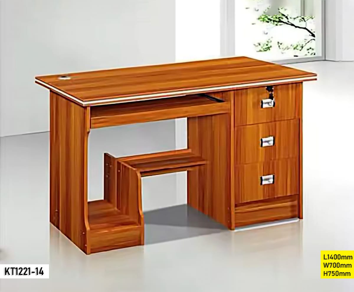 WhatsApp Image 2026-01-11 at 09.01.40 Table Bureau Bois Foncé avec Tiroirs – KT1221-14 – Image 1