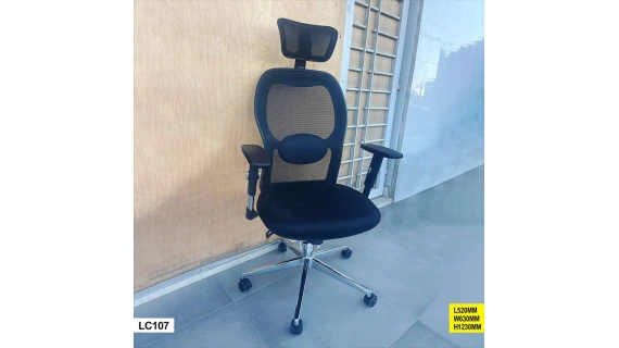Fauteuil de Bureau Ergonomique LC107 Noir – Dossier Haut, Appui-Tête  Accoudoirs Réglables