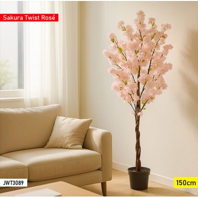 Arbre Artificiel Sakura Twist Rose 150 cm – Cerisier Fleuri Décoratif Intérieur | JWT3089