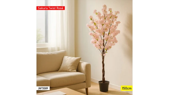 Arbre Artificiel Sakura Twist Rose 150 cm – Cerisier Fleuri Décoratif Intérieur | JWT3089