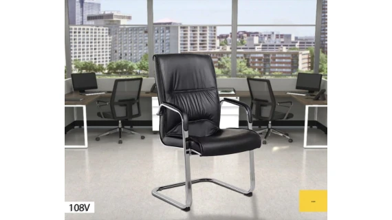 Fauteuil Visiteur de Bureau – Confort, Design Ergonomique, Cuir Noir