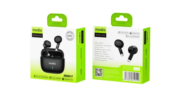 AirPods MODIO RENO-7 – Écouteurs Sans Fil Bluetooth, Son HD, Micro Clair, Autonomie Longue Durée, Boîtier Recharge Compact – Image 2