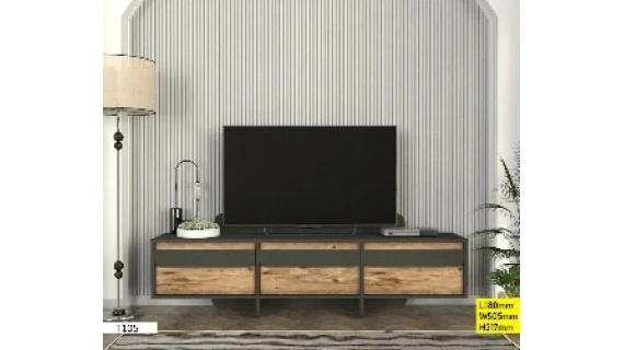 Table TV + Étagère Marron/Blanc 180 cm T807