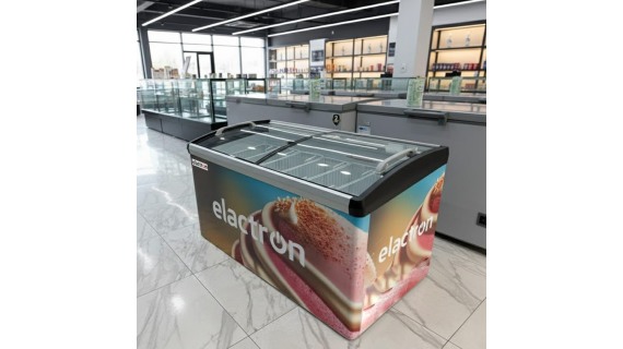 Congélateur horizontal vitrine 700L Elactron SD-569BY avec couvercle vitré coulissant
