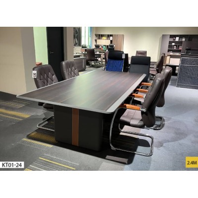 Table de réunion KT01-24 gris de 2,4 mètres de longueur, avec une structure solide et un design moderne