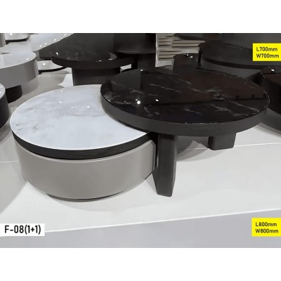 Table basse F-08 (1+1) moderne noir et gris – Ensemble 2 tables salon design contemporain 80×80 cm et 70×70 cm – Table d’appoint élégante et stable