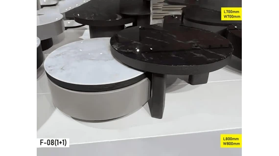 Table basse F-08 (1+1) moderne noir et gris – Ensemble 2 tables salon design contemporain 80×80 cm et 70×70 cm – Table d’appoint élégante et stable
