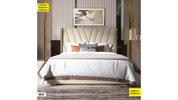 Image d'un lit 1.80M King Size en bois massif avec une tête de lit ergonomique et un matelas confortable