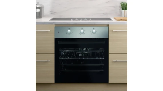 Four encastrable électrique Kumtel B66SF2(MT) 60x60 cm, inox, avec porte double vitrage amovible et éclairage intérieur puissant