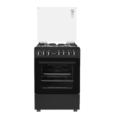 Cuisinière Enduro 4 Feux 60x60 à Gaz AFS6040GGBIT Noir – Four Gaz Sécurisé avec Grill