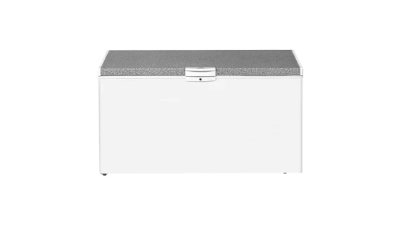 Congélateur horizontal BEKO HS530 600L en acier inoxydable avec couvercle équilibré et paniers de rangement amovibles